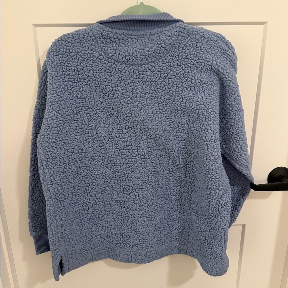 Aerie Blue Sherpa Quarter-Zip Sweatshirt - Picture 3 of 3